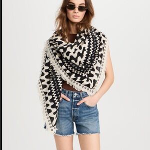 rag & bone Black and cream Astra Swiggly gauze  Scarf
